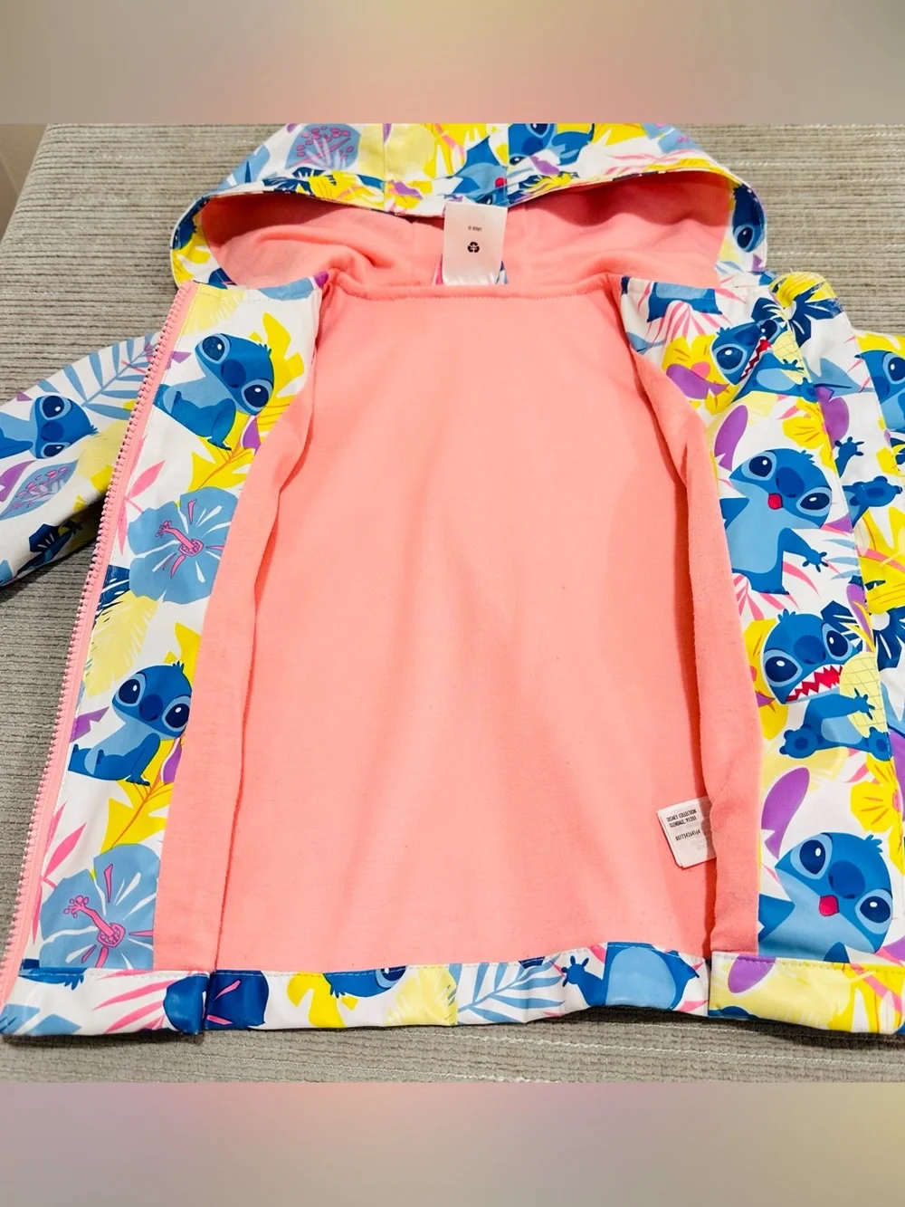 Disney Collection Lilo & Stitch Girls Hooded Rain Jacket Coat Size 3 / 3T